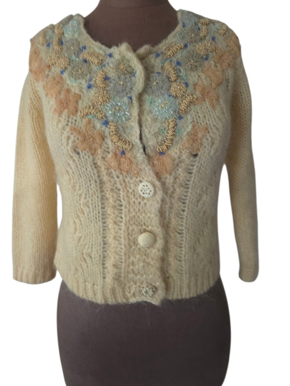 Free People Ivory One Pixie Embroidered Beaded Women's Cardigan Medium NWOT